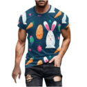 JURANMO Mens Big and Tall Short Sleeve T-shirts Hunt Eggs Rabbit Graphic Tees Fashion Party Crewneck Tee Tops Easter Gifts...