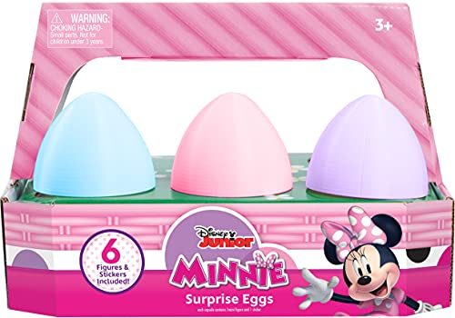 Just Play Disney Junior Minnie Mouse 6-Pack Surprise Eggs, Includes Characters and Stickers, Easter Gifts and Basket Stuffers