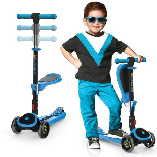 Kick Scooters for Kids Ages 3-5 (Suitable for 2-12 Year Old) Adjustable Height Foldable Scooter Removable Seat, 3 LED Light...