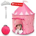 kiddey little princess castle play tent (pink) glow in the dark stars indoor/outdoor playhouse for girls, promotes early learning, social...