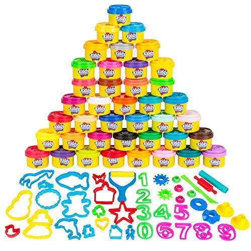 KIDDY DOUGH 40 Pack of Birthday Party Favors Bulk Dough & Clay Pack - Includes Molded Animal Shaped Lids +...