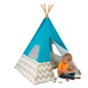 KidKraft Deluxe Bamboo and Canvas Play Teepee, Children's Furniture – Turquoise and Chevron Print