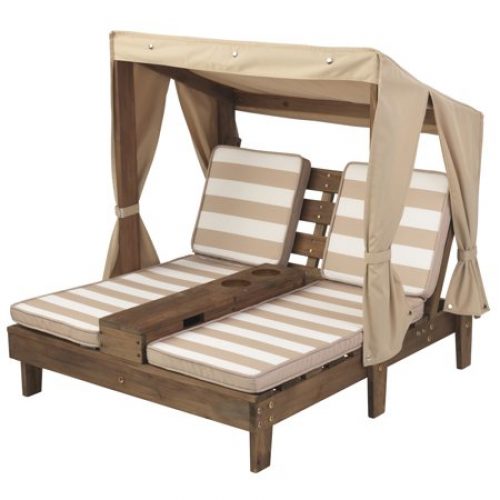 KidKraft Double Chaise Lounge with Cup Holders - Espresso & Oatmeal
