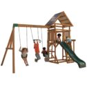 KidKraft Lawnmeadow Wooden Swing Set/Playset with Slide, Sandbox, Telescope & Monkey Bars