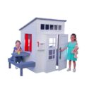 KidKraft Modern Outdoor Wooden Playhouse with Picnic Table, Mailbox & Outdoor Grill, White