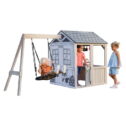 KidKraft Savannah Swing Wooden Outdoor Playhouse with Web Swing and Play Kitchen