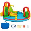Kids Inflatable Water Slide Park with Climbing Wall Water Cannon and Splash Pool