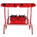 Kids Patio Swing Chair Children Porch Bench Canopy 2 Person Yard Furniture Red