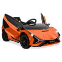 Kidzone Kids 12V Electric Ride On Licensed Lamborghini Sian Roadster Motorized Sport Vehicle With 2 Speed, Remote Control, Wheels Suspension,...