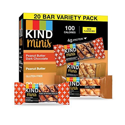 KIND Bar Minis, Peanut Butter Dark Chocolate & Peanut Butter, Variety Pack, Gluten Free, 100 Calories, Low Sugar, 80 Count