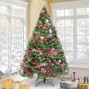 KingSo 7.5ft Christmas Tree Premium Spruce Hinged Artificial Full Tree with Solid Metal Foldable Stand, 1300 Tips