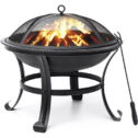 KingSo 22 inch Wood Burning Fire Pit for Camping Picnic Bonfire Patio Outside Backyard Garden Small Bonfire Pit Steel Firepit...