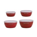Kitchenaid 4-piece Prep Bowl Set with Lids in Empire Red and Assorted Sizes