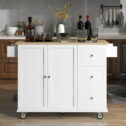 Kitchen Island Cart with Drop-Leaf Tabletop and Locking Wheels, 52.7