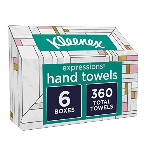 Kleenex Expressions Disposable Paper Hand Towels, Paper Hand Towels for Bathroom, 6 Boxes, 60 Hand Towels per Box (360 Total...