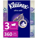 Kleenex Ultra Soft Facial Tissues, 3 Flat Boxes (360 Total Tissues)