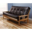Kodiak Furniture Monterey Butternut Futon with Java Brown Faux Leather Mattress