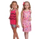 Komar Kids Girls Pajama 3 Piece Sleepwear Nightgown Set, Pink, Size: 4-5