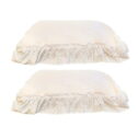 Kovot Set of 2 EC36 Ruffled Bed Pillow Shams with Embroidered Eyelet Detail Pillow Cover Sleeve - Off-White, Ivory
