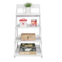 Ktaxon Waterproof Plant Stand Ladder Style Shelf 4-Tier Wood Plastic Trapezoidal Storage Rack White