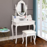 White Dressing Table Vanity Table and Stool Set WALMART CLEARANCE