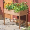 Lacoo Raised Garden Bed 46x22x30in Elevated Wood Planter Box Stand with Legs Outdoor Patio Garden Box to Grow Flower, Fruits,...