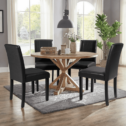 Lacoo Dining Chair Set of 4 Urban Style PU Leather Dining Chairs with Wood Legs for Kitchen, Dining Room, Black