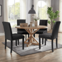 Lacoo Set of 4 Urban Style PU Leather Dining Chairs with Wood Legs, Black