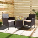 Lacoo Three Pieces Outdoor Conversation Set Patio Set with Table(Brown and Beige)