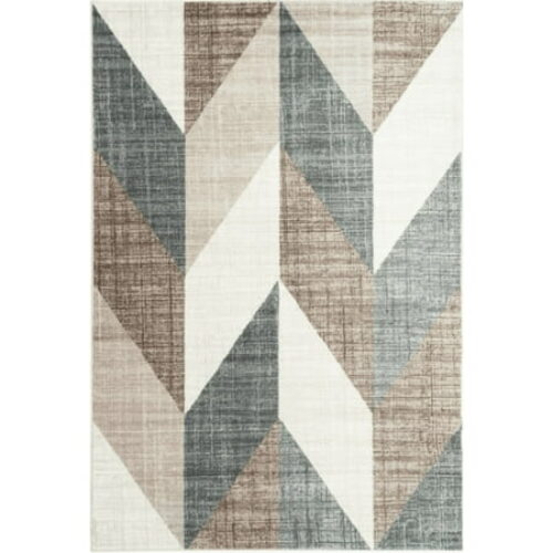 Ladole Rugs Inspiration Collection Vintage Chevron Machine Made Geometric Pattern Area Rug Carpet in Beige Grey Brown, 9x12 (9' x...