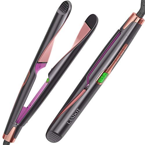 LANDOT Hair Straightener and Curler 2 in 1, Twist Straightening Curling Iron, Professional Negative Ion Flat Iron with Adjustable Temp...