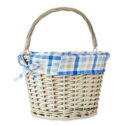 Large Round Gray Willow Easter Basket with Plaid Liner by Way To Celebrate