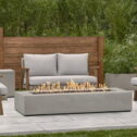 La Valle 72 Inch Rectangular GFRC Concrete Propane Fire Pit Table in Flint By BBQGuys Signature