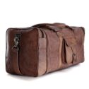 Leather duffel bag large 24 Inch Square Duffel Travel Gym Sports Overnight Weekender Leather Bag for men and women by...