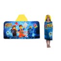 LEGO Movie 2 Kids Bath and Beach Hooded Towel Wrap, 100% Cotton, Blue