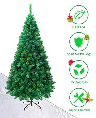 LEMBERI Artificial 5ft Christmas Tree Xmas Pine Tree with Solid Metal Legs,Light...