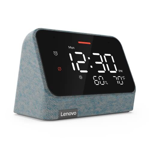 Lenovo Smart Clock Essential with Alexa Built-in - Digital LED with Auto-Adjust Brightness - Smart Alarm Clock with Speaker and...