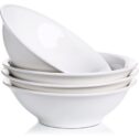 LIFVER Soup Bowls, 48 oz Pasta Serving Bowls, Porcelain Salad/Cereal Bowls, White Bowls Set of 4 for Kitchen, 9 inch