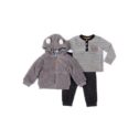 Little Lad Baby Boy Hooded Sherpa Jacket, Long Sleeve Shirt and Pant Outfit Set, 3pc