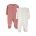 Little Star Organic Baby Girl Sleep 'N Play Footed Pajama, 2-Pack, Sizes Newborn-9 Months