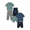 Little Star Organic Toddler Boys 6Pc Mix & Match Bundle Set, Sizes 12M-10