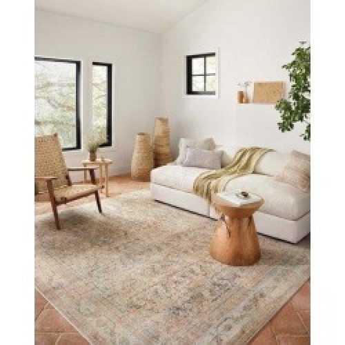 Loloi II Oriental Natural/Apricot Area Rug Polyester in Pink, Size 30.0 W x 0.19 D in | Wayfair ADRIADR-01NAAP26C0
