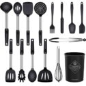 LONOVE Silicone Cooking Utensil Set,14pcs Silicone Cooking Kitchen Utensils Set, Non-stick Heat Resistant - Best Kitchen Cookware with Stainless Steel...