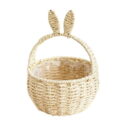 LSLJS Easter Rattan Flowers Basket, Easter Decorations Handmade Basket with Rabbit Ears, Simulation Woven Wicker Baskets with Plastic Liner Vintage...