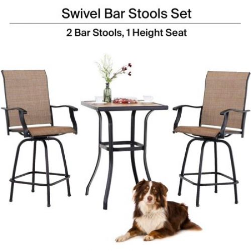Lucien Outdoor bar High Bistro set, 3-piece patio set, patio table and bar chairs