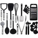 Lux Decor Collection Cooking Utensils Set-Kitchen Accessories, Nylon Cookware Set-Kitchen Gadget Tools of Black 23 Pieces
