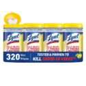 Lysol Disinfecting Wipes, Lemon & Lime Blossom, 320ct (4x80ct), Tested & Proven to Kill COVID-19 Virus, Packaging May Vary