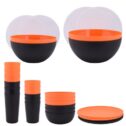 Mainstays 32-Piece Plastic Dinnerware Bundle Set - Orange and Black