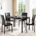 Mainstays 5 Piece Dining Set, Faux Marble Table Top and 4 PU Chairs, Brown and Black Color, Set of 5...