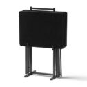 Mainstays 5-Piece Folding Tray Table Set with Stand, Black